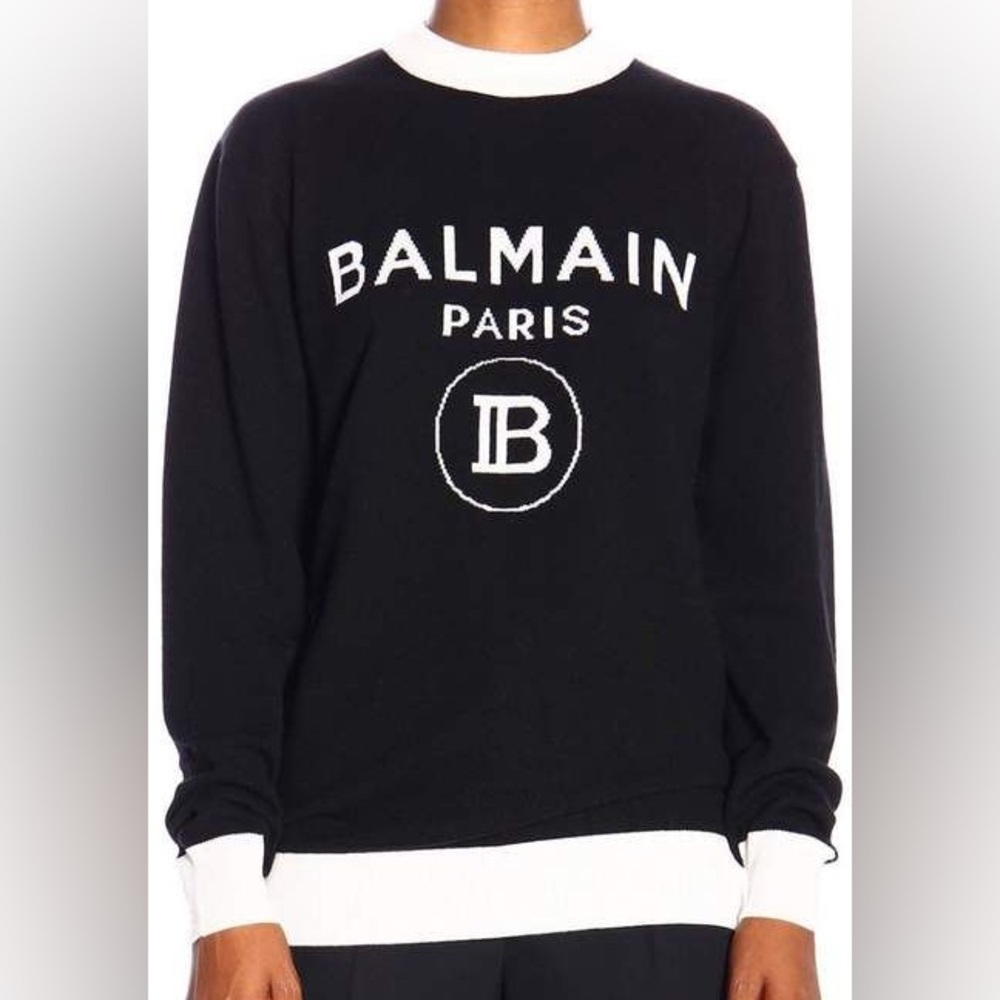 BALMAIN Lightweight B&W Logo Sweater, Super Soft, Relaxed Fit, 💯Authentic